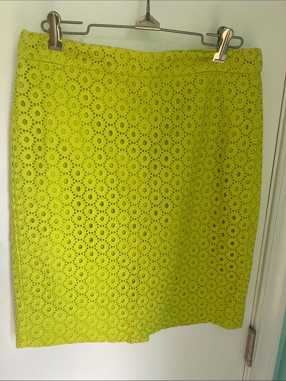 J Crew no 2 pencil skirt lime green lace eyelet
